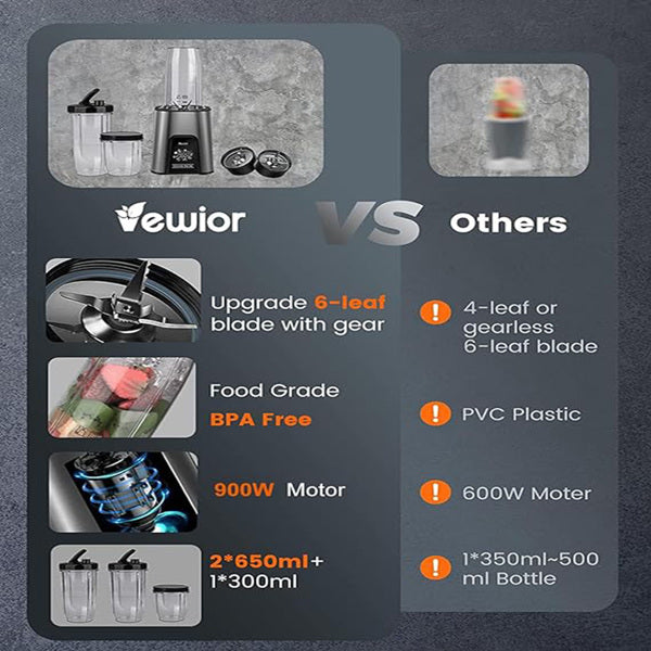 Personal Blender 1000W Smoothie Blender for Shakes and Smoothies, for Kitchen, 2*23oz+10oz Blender Cups