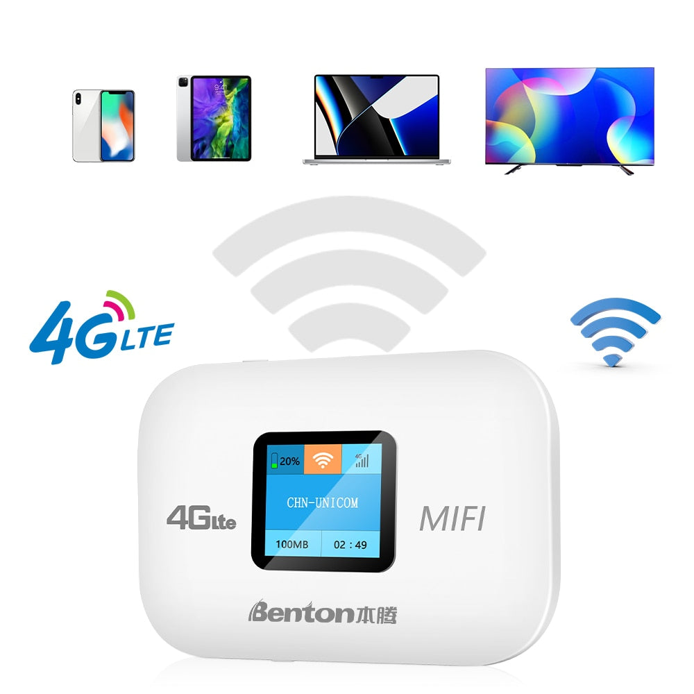 Benton Unlock 4G Lte Router Wireless Wifi Portable Modem Mini Outdoor Hotspot Pocket Mifi 150mbps Sim Card Slot Repeater 3000mah