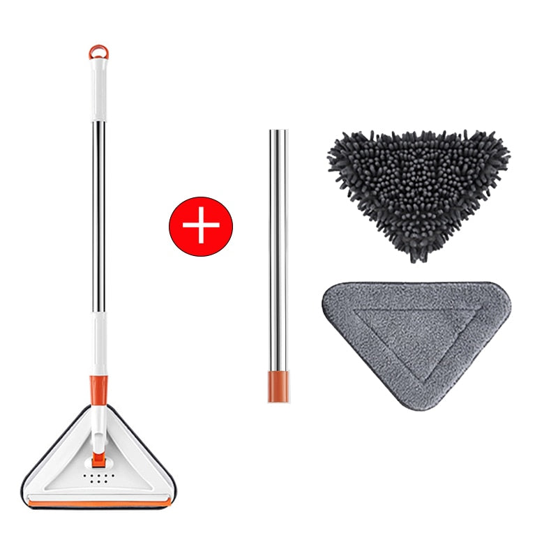 NEW-360° Rotatable Expandable Triangle Mop with Glass Scraper Multifunction 1.5m Home Floor Ceiling cleaning Car Cleaning Mop