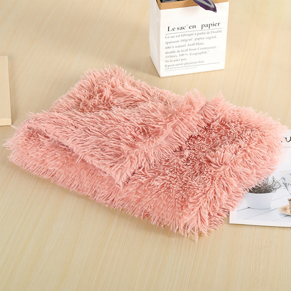 Soft Dog Mat Blanket Fluffy Long Plush Pet Puppy Cat Bed Mattress For Small Medium Dogs Cats Warm Sleeping Cover Dog Supplies