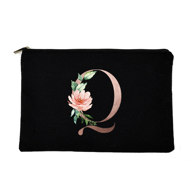 Letter Print Women Cosmetic Bag Bridesmaid MakeUp Case Beauty Toiletries Organizer Wash Storage Pouch Wedding Party Bride Gifts