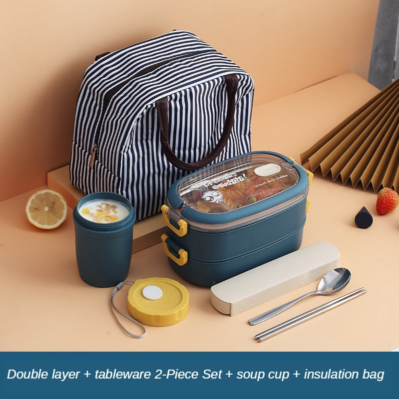 Multi-Layer Bento Box Japanese Style Portable Outdoor 304 Stainless Steel Thermal Lunch Box for Kids with Compartment Food Boxs