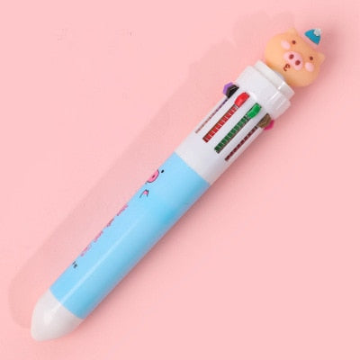 10 Colors Ballpoint Pen Kawaii Stationery Cute Pens