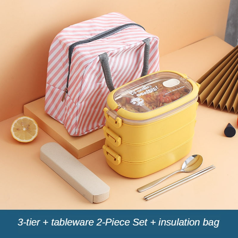 Multi-Layer Bento Box Japanese Style Portable Outdoor 304 Stainless Steel Thermal Lunch Box for Kids with Compartment Food Boxs