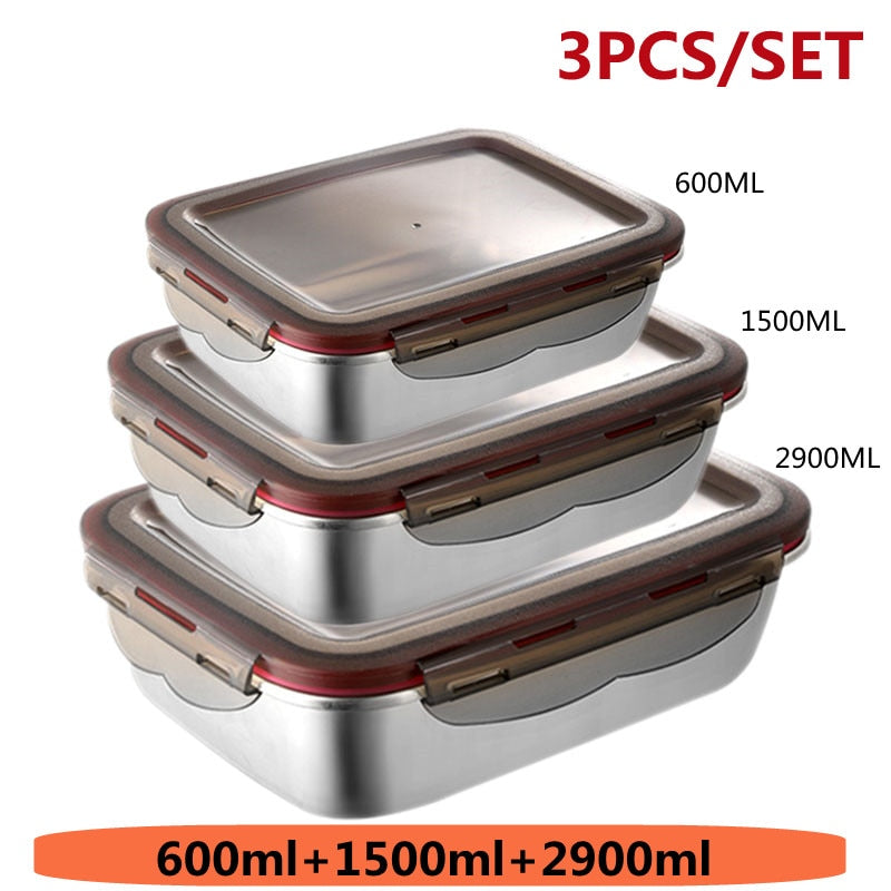 304 Stainless Steel Lunch Box Travel Leakproof Bowls Home Containers Microwave Heating Lunchboxs Big Capacity Food Lunchbox