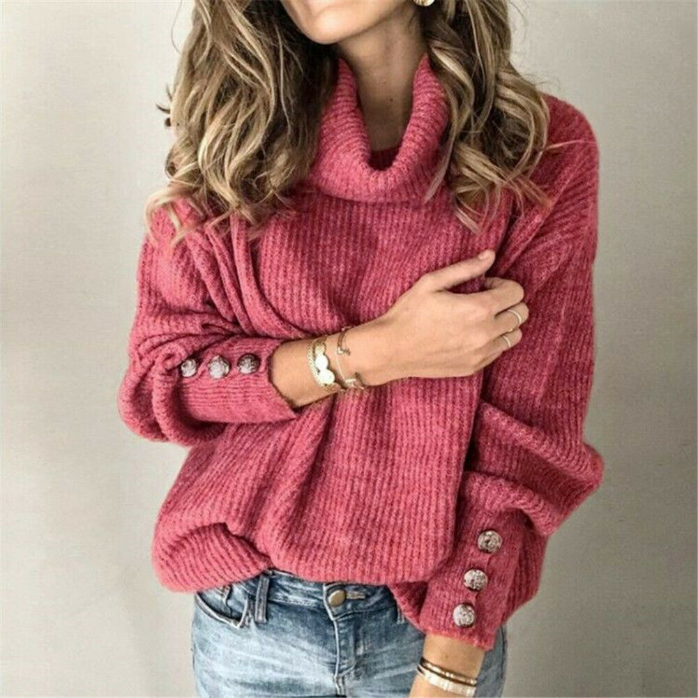 Plus Size Women's Winter Long Sleeve Sweater Autumn Sweat Turtleneck Fashion New Ladies Jumper Pullover Tops