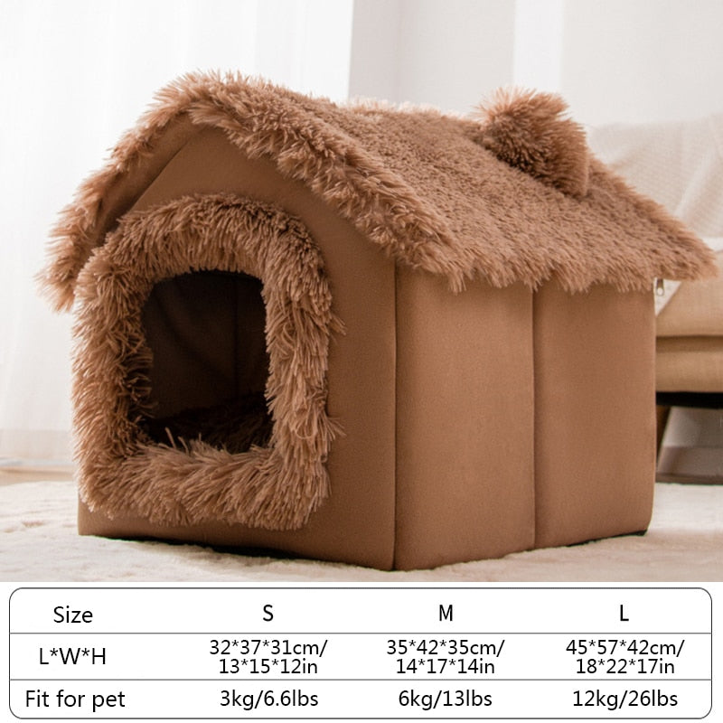Foldable Cat Bed Pet Dog House Winter Cat Villa Sleep Kennel Removable Warm Nest Enclosed Tents Cave Sofa Pet Supplies cama gato