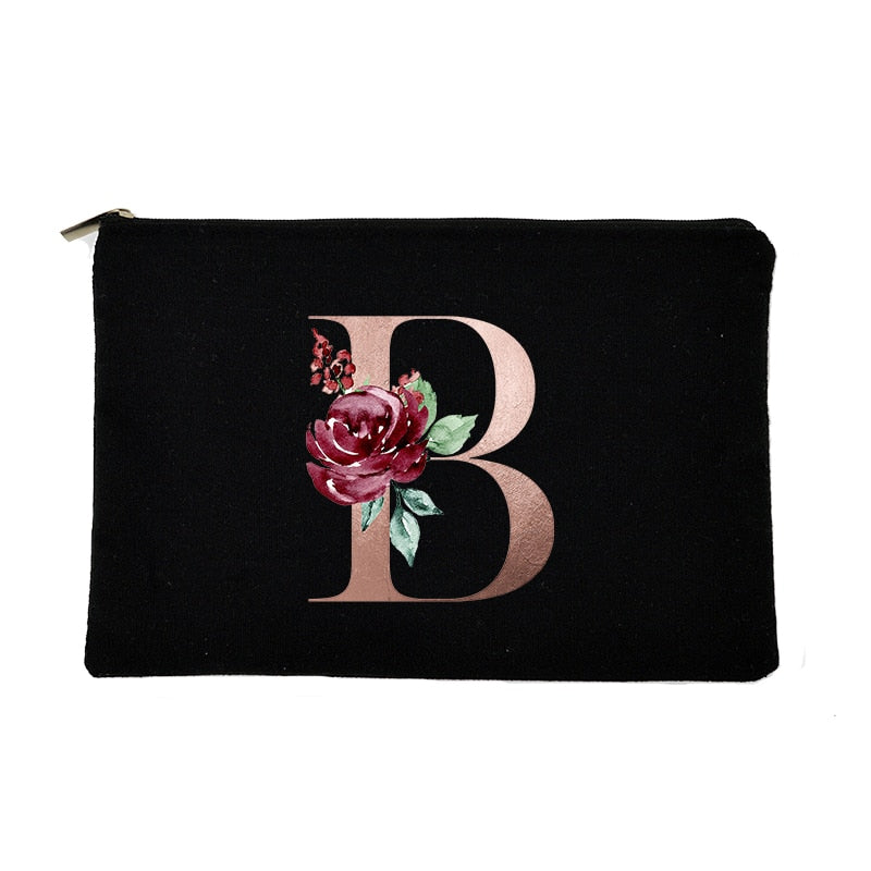 Letter Print Women Cosmetic Bag Bridesmaid MakeUp Case Beauty Toiletries Organizer Wash Storage Pouch Wedding Party Bride Gifts