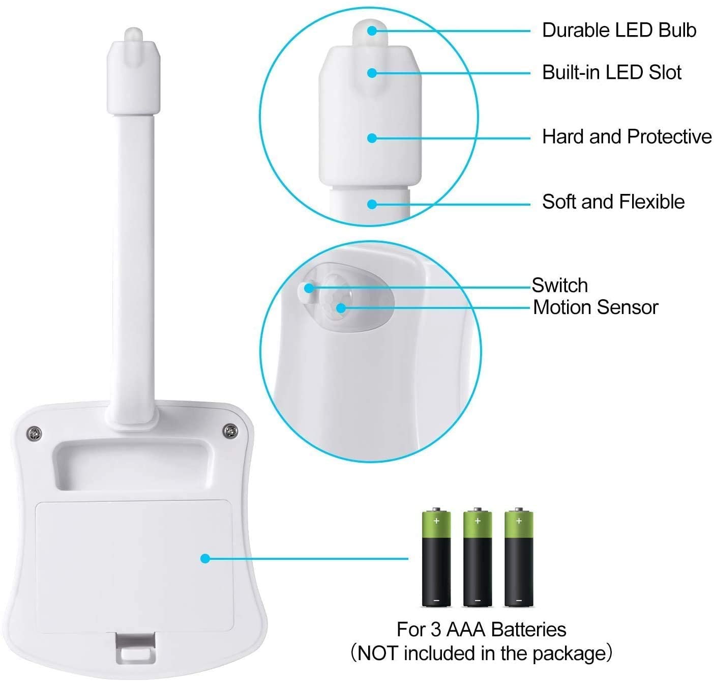 LED 8 Colors Toilet Decorative Light Waterproof Motion Sensor Bathroom Night Light with Replaceable Battery IP65 for RestroomLED