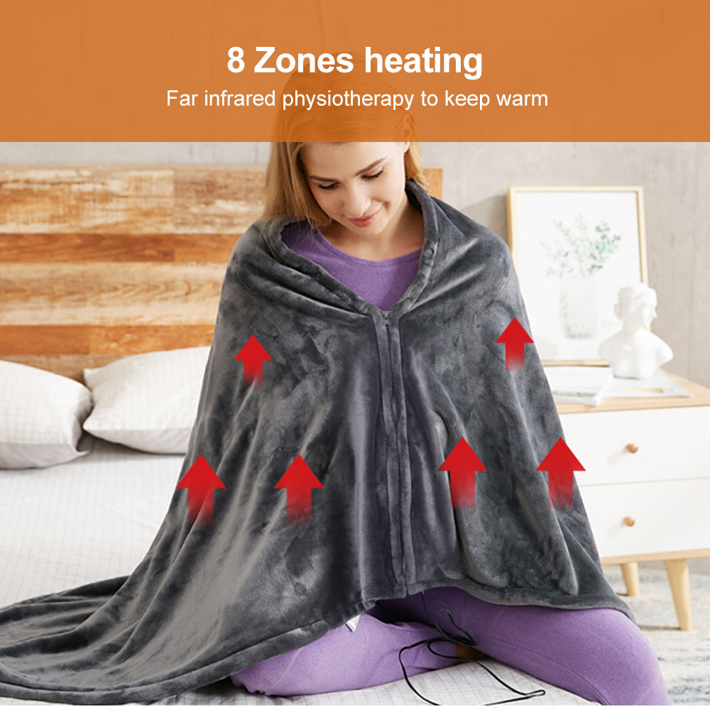 Winter Electric Blanket USB Heated Warm Shawl Heating Cold Protection Keep Warm Coral Flannel Heated Blanket Outdoor Office Home