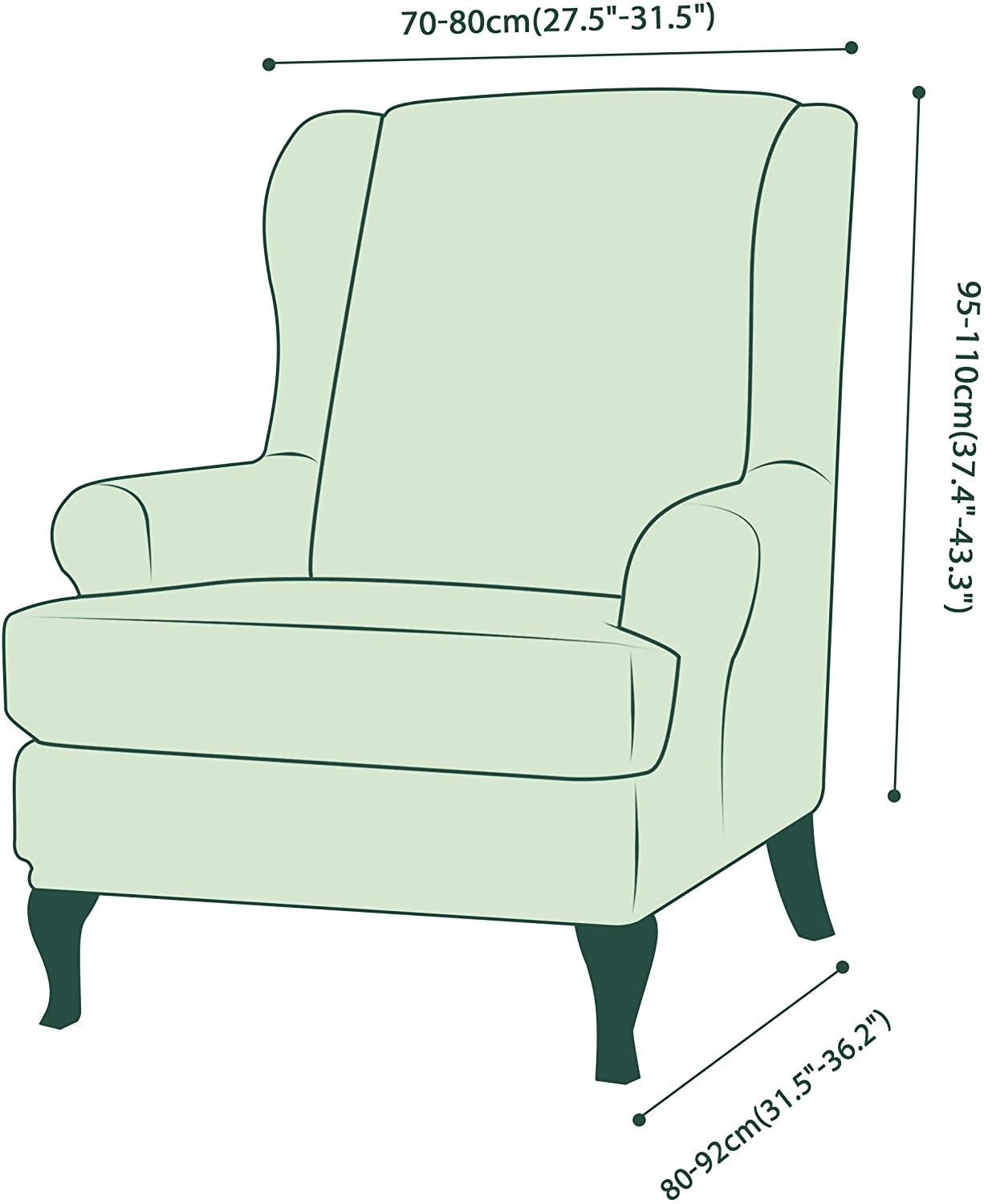 Wing back Chair Cover Jacquard Spandex Stretch Slipcovers for office Chairs Stylish 2 Piece Set With Elastic Band