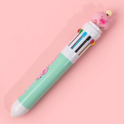 10 Colors Ballpoint Pen Kawaii Stationery Cute Pens