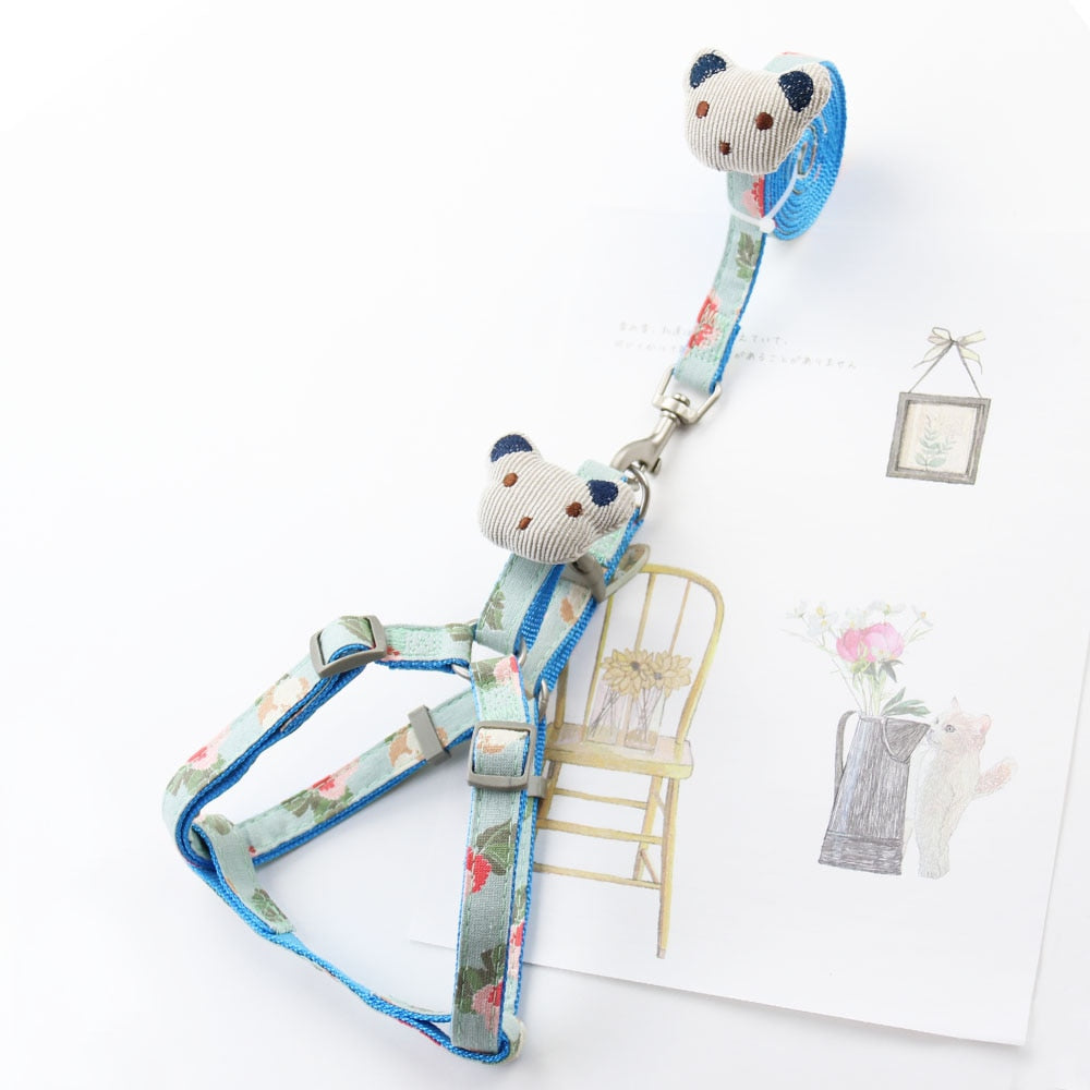 Dog Harness Leash Set Adjustable Printing Cat Harnesses for Small Medium Dogs Leashes Walking Dog Supplies