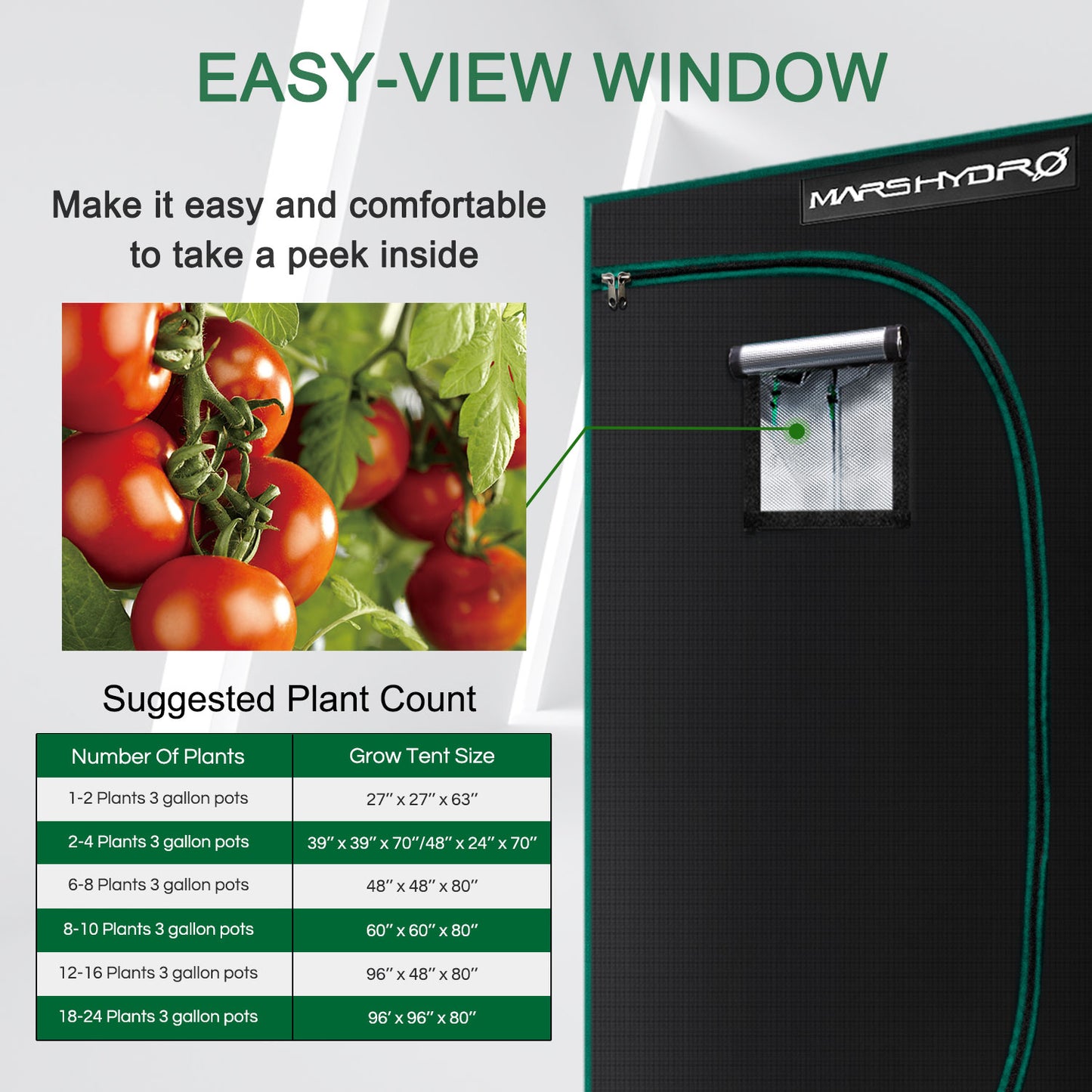 Mars Hydro Reflective Mylar Grow Tent 1680D 100x100x180cm Growing Tent for Plants, Grow Kit (39''x39''x70'')
