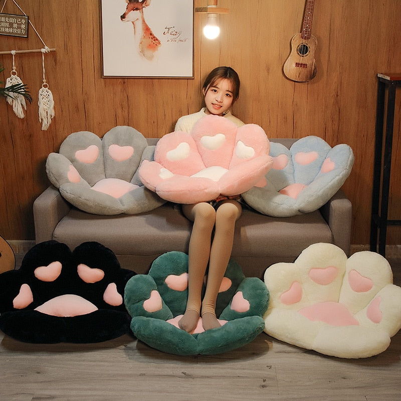 Kawaii Cat Paw Seat Cushion Squishy Giant Stuffed Plush Soft Sofa Indoor Home Chair Decor Pillow Cute Birthday Gift For Girls