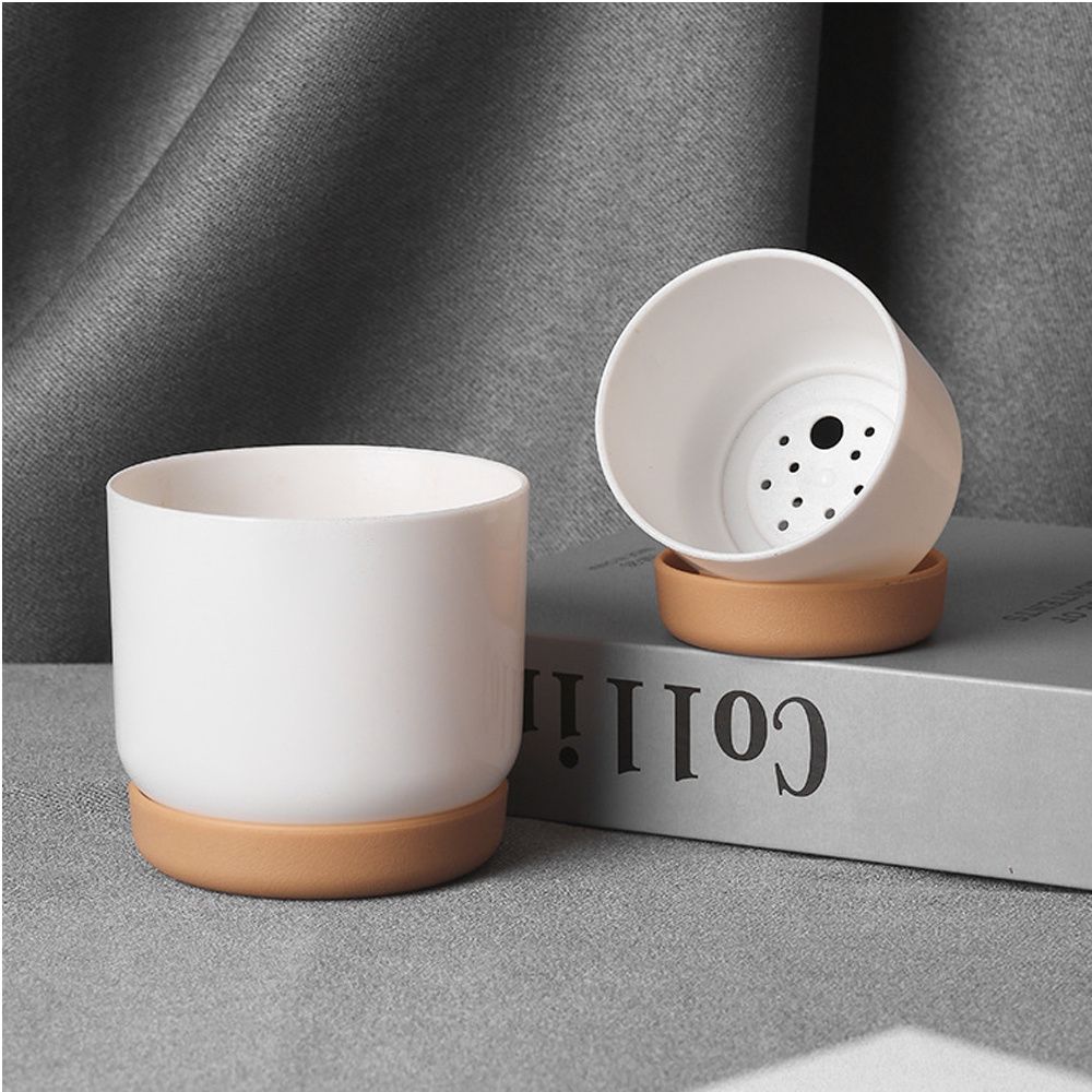 Automatic Water Absorption Plantpot Self Watering Lazy Flowerpot Round Double-layer Succulent Plant Small Green Plant Flowerpot