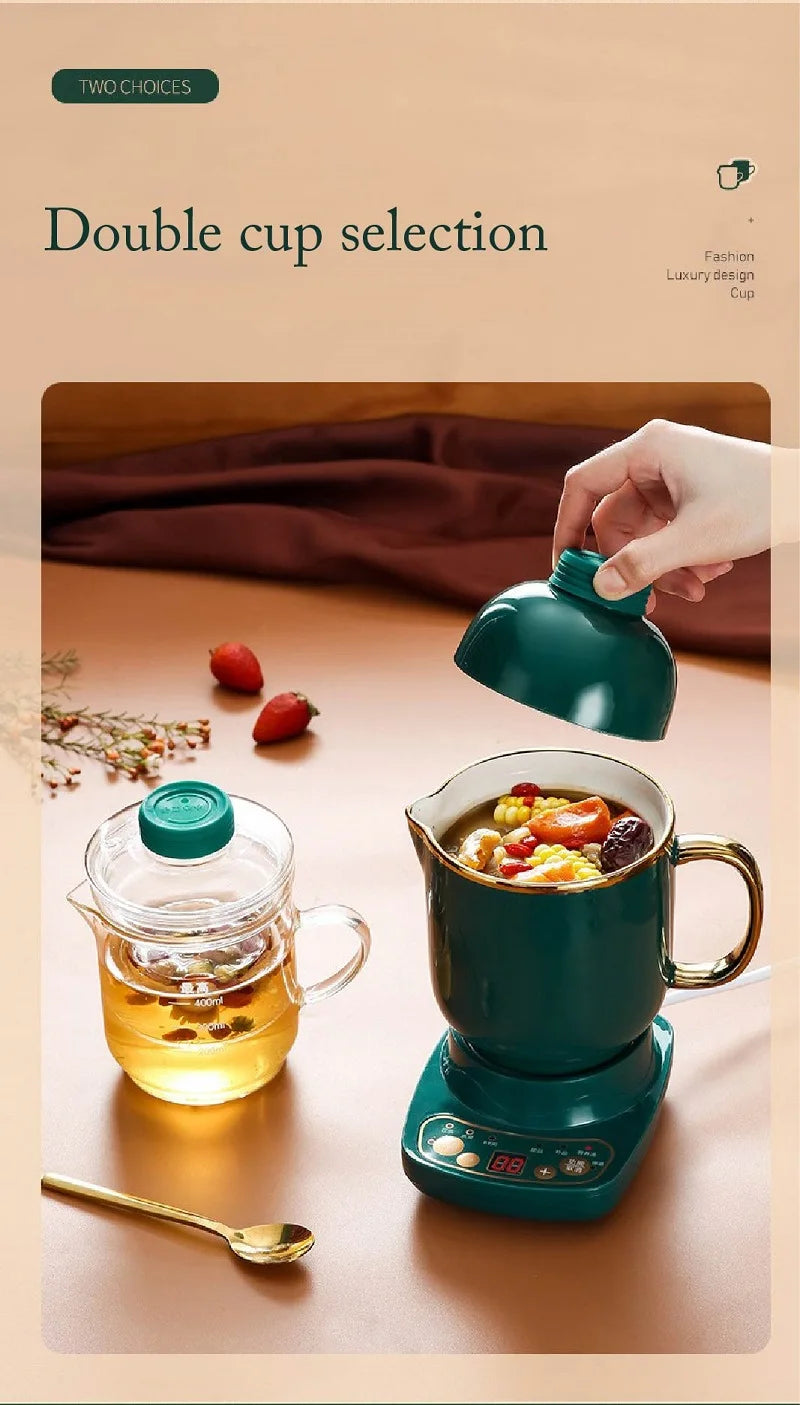 110V/220V Health Cup Home Electric Kettle Heating Cup Office Tea Maker 9.5h Appointment Electric Stew Cup Auto Keep Warm 600ml