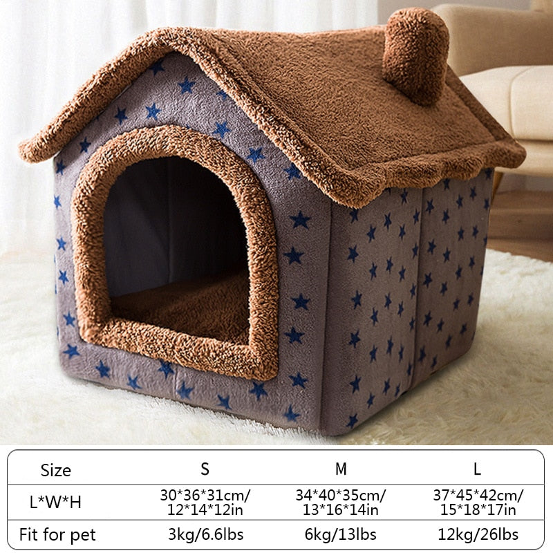Foldable Cat Bed Pet Dog House Winter Cat Villa Sleep Kennel Removable Warm Nest Enclosed Tents Cave Sofa Pet Supplies cama gato