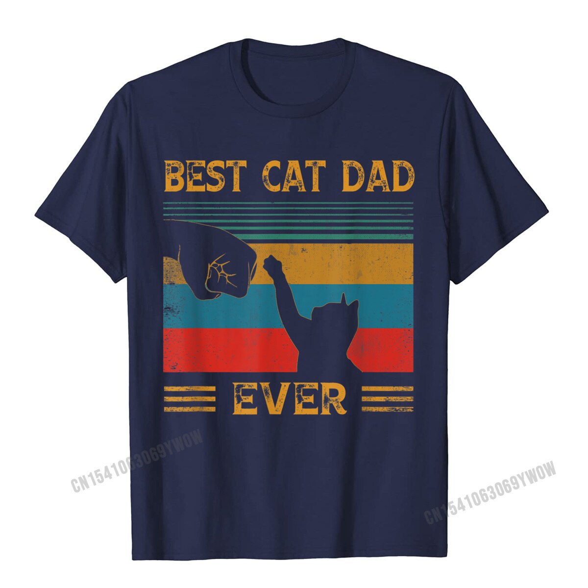 Mens Vintage Best Cat Dad Ever Bump Cat Lover T-Shirt Camisas Men T Shirt Design New Coming Cotton Tops Shirt Letter For Boys