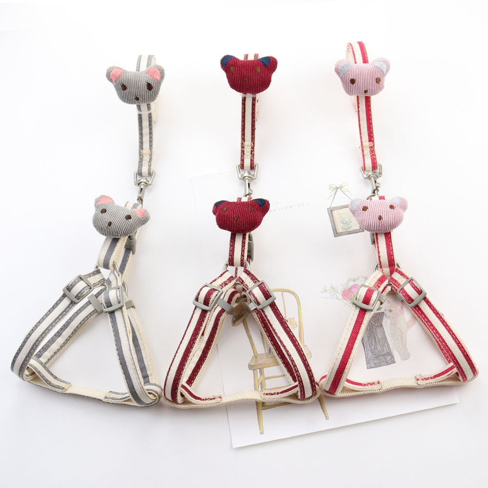 Dog Harness Leash Set Adjustable Printing Cat Harnesses for Small Medium Dogs Leashes Walking Dog Supplies