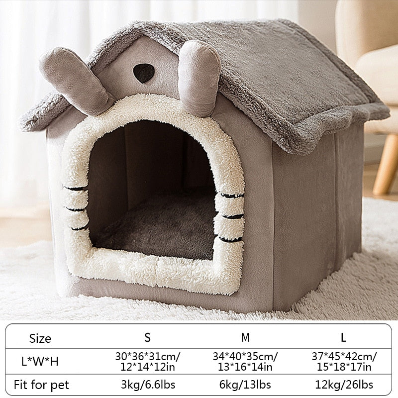 Foldable Cat Bed Pet Dog House Winter Cat Villa Sleep Kennel Removable Warm Nest Enclosed Tents Cave Sofa Pet Supplies cama gato