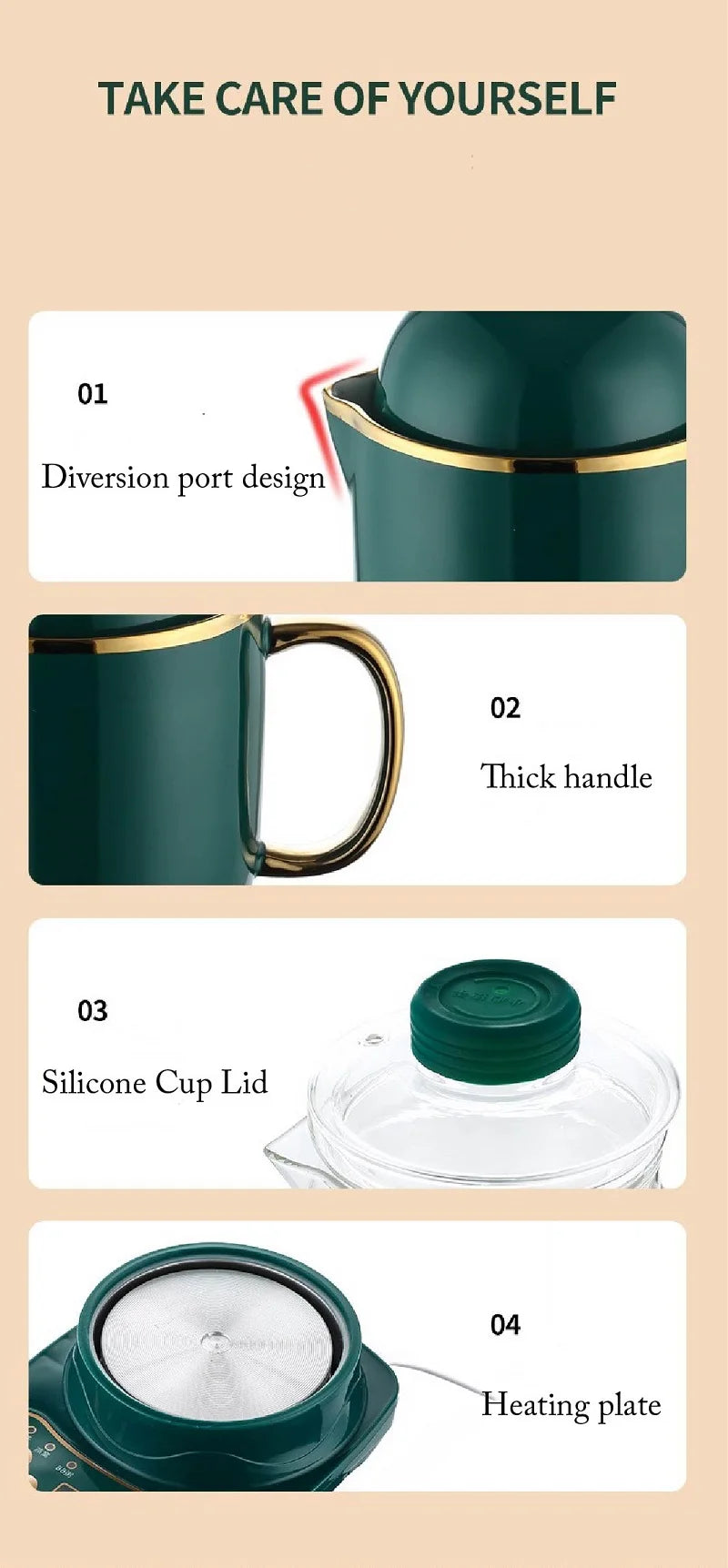 110V/220V Health Cup Home Electric Kettle Heating Cup Office Tea Maker 9.5h Appointment Electric Stew Cup Auto Keep Warm 600ml