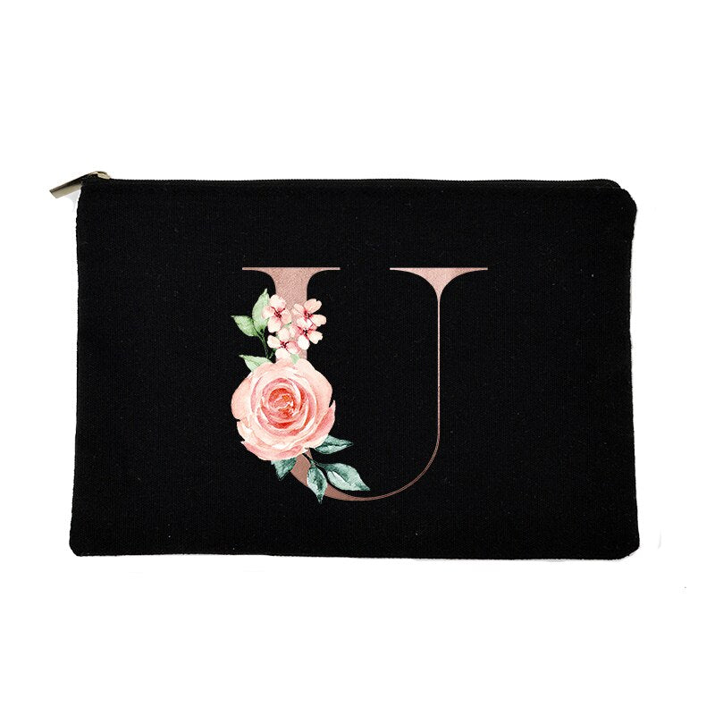 Letter Print Women Cosmetic Bag Bridesmaid MakeUp Case Beauty Toiletries Organizer Wash Storage Pouch Wedding Party Bride Gifts