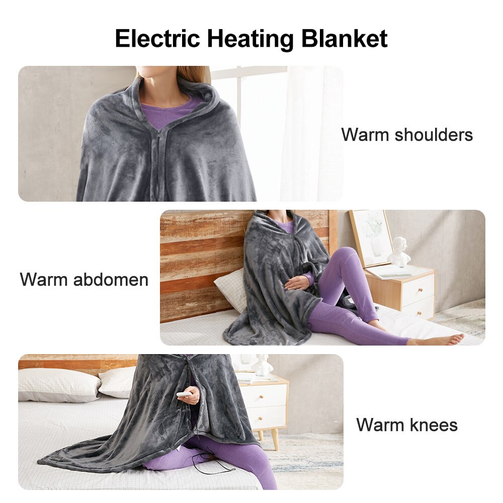 Winter Electric Blanket USB Heated Warm Shawl Heating Cold Protection Keep Warm Coral Flannel Heated Blanket Outdoor Office Home