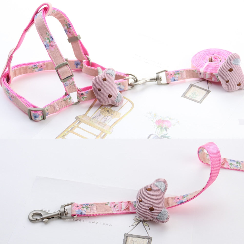 Dog Harness Leash Set Adjustable Printing Cat Harnesses for Small Medium Dogs Leashes Walking Dog Supplies