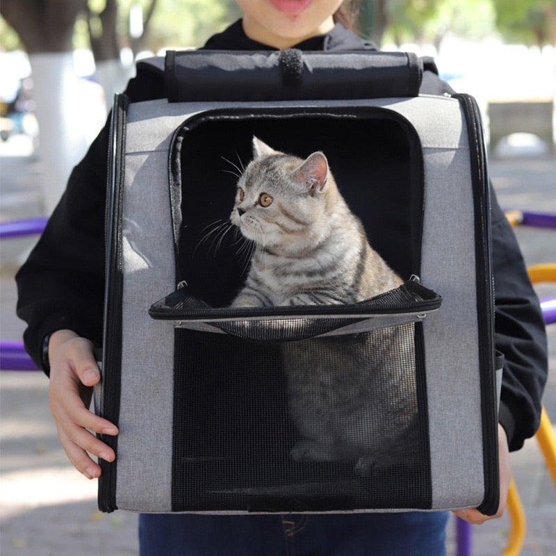 Pet Carrier Bag Cat Bag Pets Backpack Outgoing Carry Cats Double Shoulder Bag Travel Breathable Puppy Bags Carriers Supplies