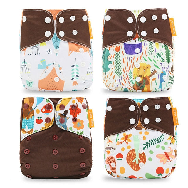 Baby Nappy 4Pcs/Set Diaper Cover Waterproof&Reusable Cloth Diaper