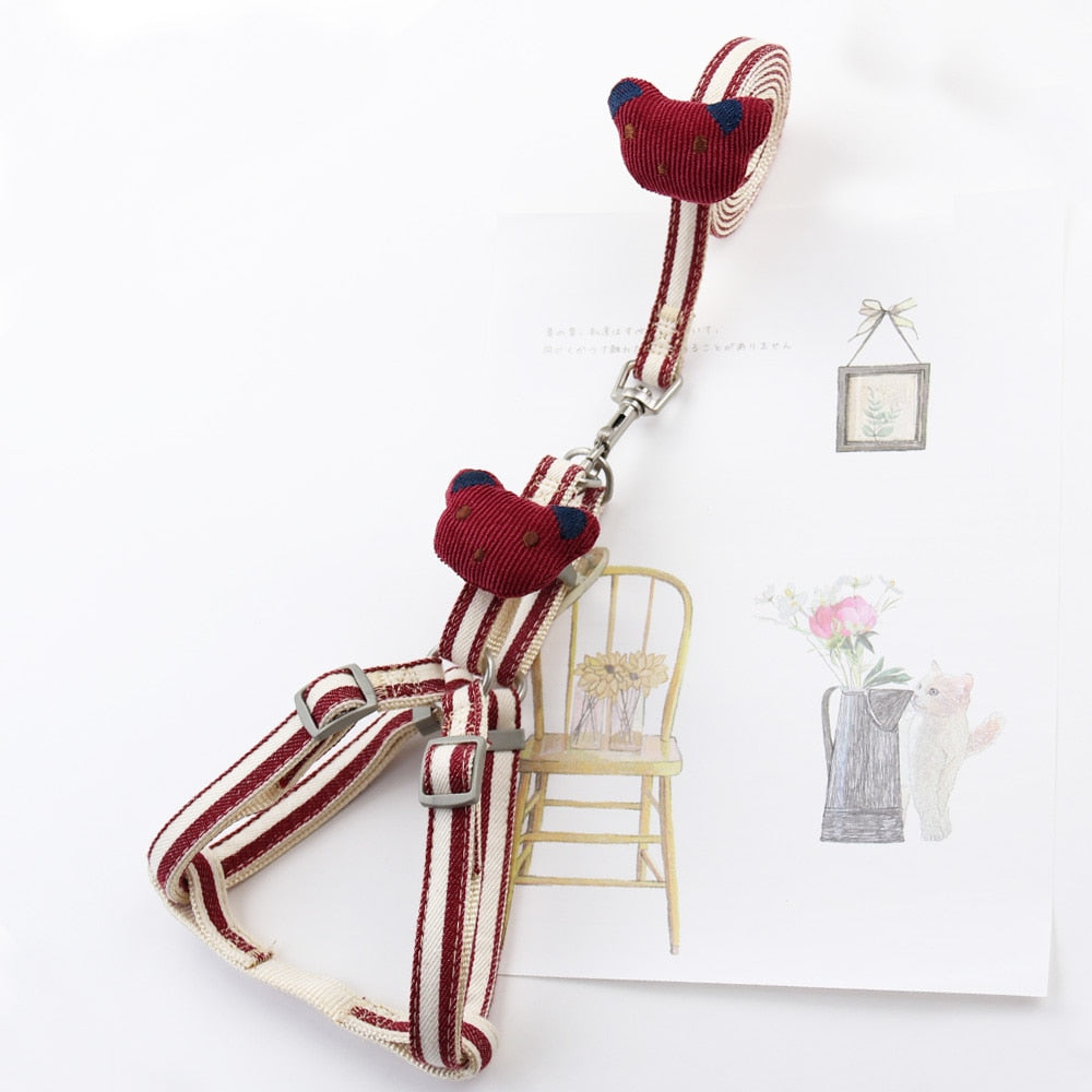 Dog Harness Leash Set Adjustable Printing Cat Harnesses for Small Medium Dogs Leashes Walking Dog Supplies