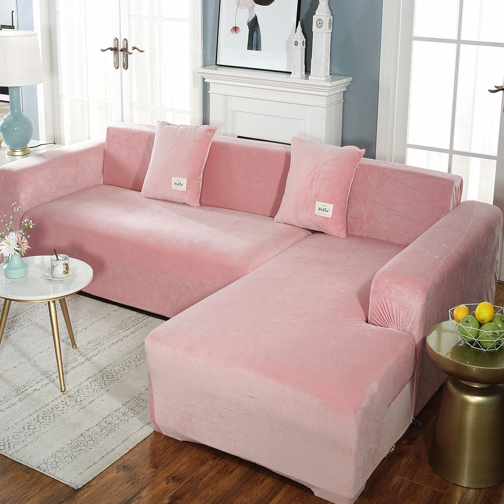 2022 Velvet L Shaped Sofa Cover For Living Room Elastic Furniture Couch Slipcover Chaise Longue Corner Sofa Covers Stretchable