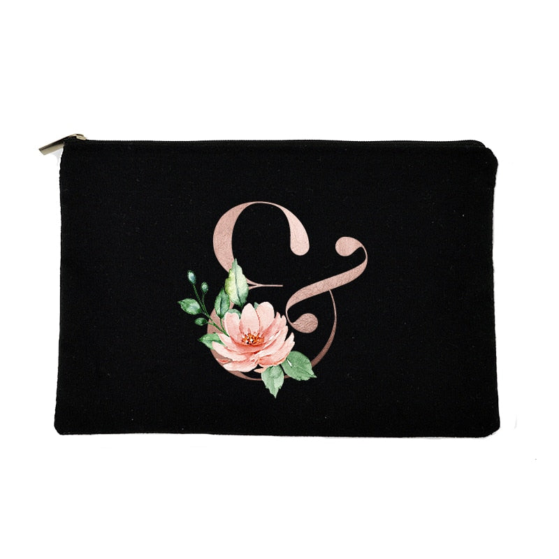 Letter Print Women Cosmetic Bag Bridesmaid MakeUp Case Beauty Toiletries Organizer Wash Storage Pouch Wedding Party Bride Gifts