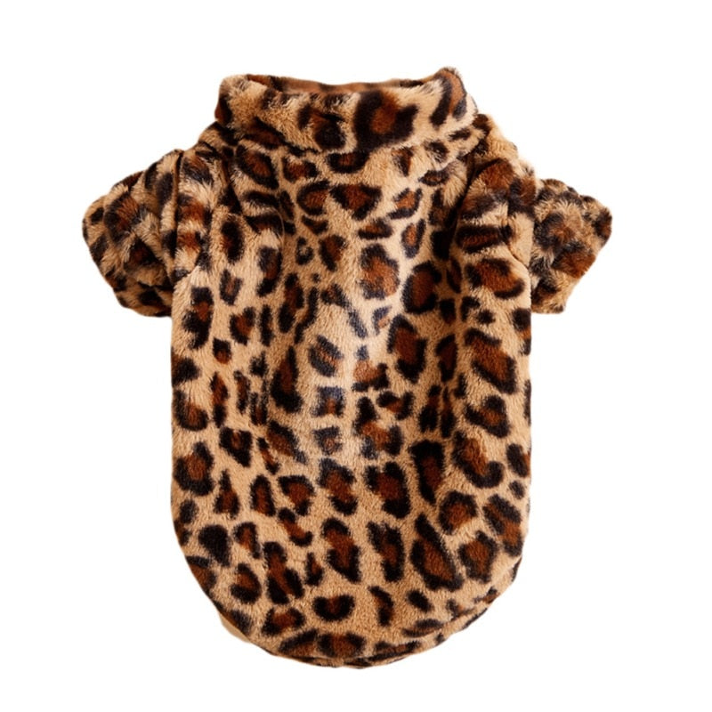 Dog Clothes for Dogs Pet Sweater Winter Leopard Print French Bulldog Soft Coat Medium Dog Clothes Fur Hoodies