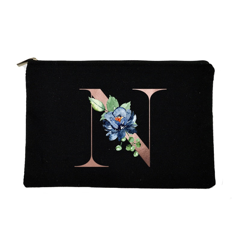 Letter Print Women Cosmetic Bag Bridesmaid MakeUp Case Beauty Toiletries Organizer Wash Storage Pouch Wedding Party Bride Gifts