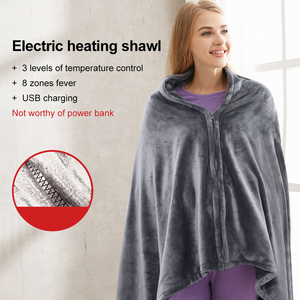 Winter Electric Blanket USB Heated Warm Shawl Heating Cold Protection Keep Warm Coral Flannel Heated Blanket Outdoor Office Home