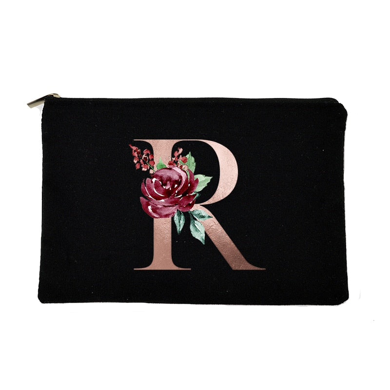 Letter Print Women Cosmetic Bag Bridesmaid MakeUp Case Beauty Toiletries Organizer Wash Storage Pouch Wedding Party Bride Gifts
