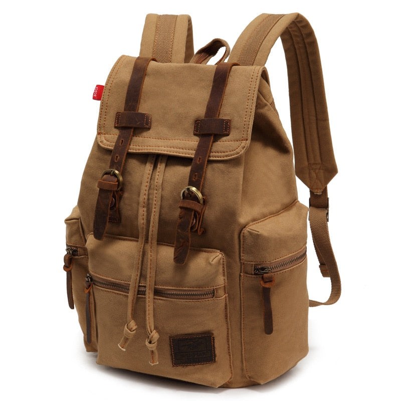 Scione Vintage Travel Backpacks Men Fashion Canvas School Laptop Drawstring Bagpack Large Capacity Retro Teenager Shoulder Bags