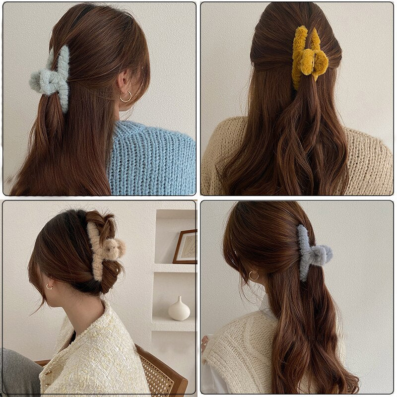 Cute Colorful Soft Plush Hair Claws