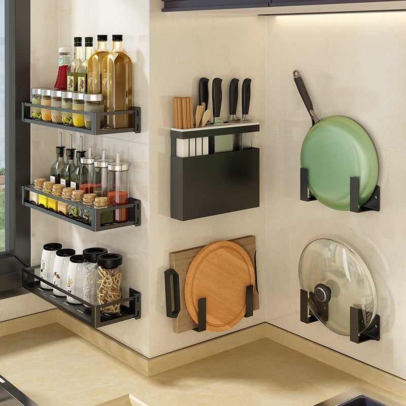 New Kitchen Organizer Storage Wall-Mount Spice Rack Stainless Steel Shelves