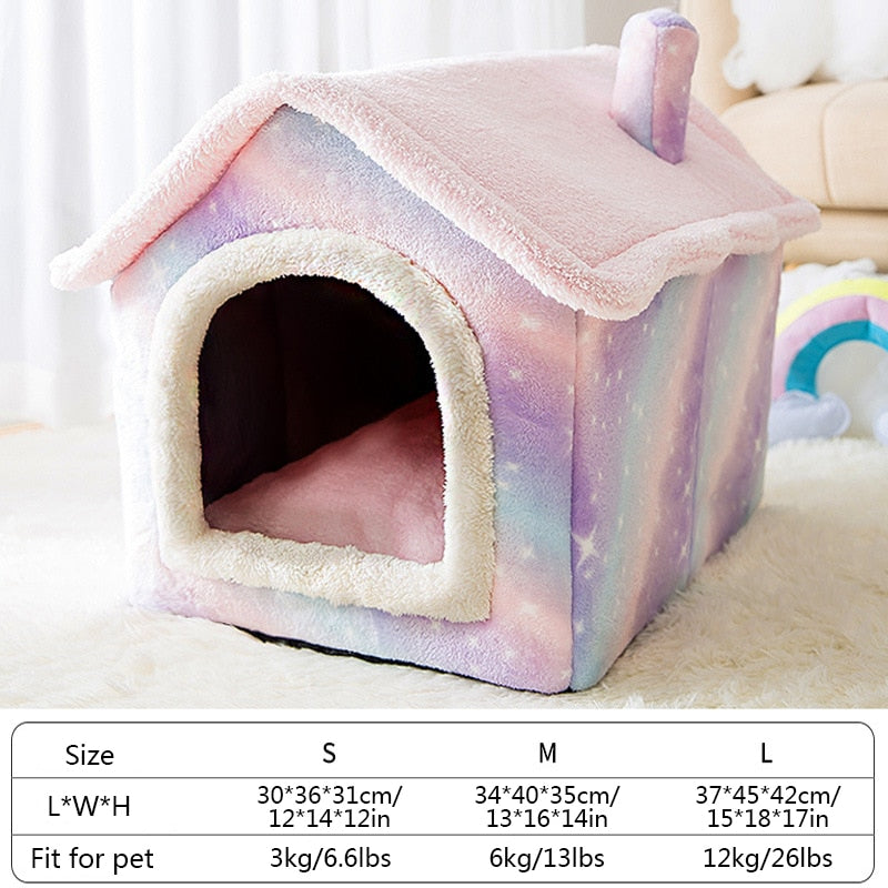 Foldable Cat Bed Pet Dog House Winter Cat Villa Sleep Kennel Removable Warm Nest Enclosed Tents Cave Sofa Pet Supplies cama gato