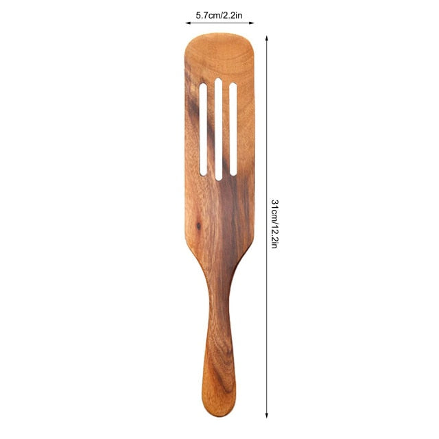 1-7pcs/set Teak natural wood tableware spoons