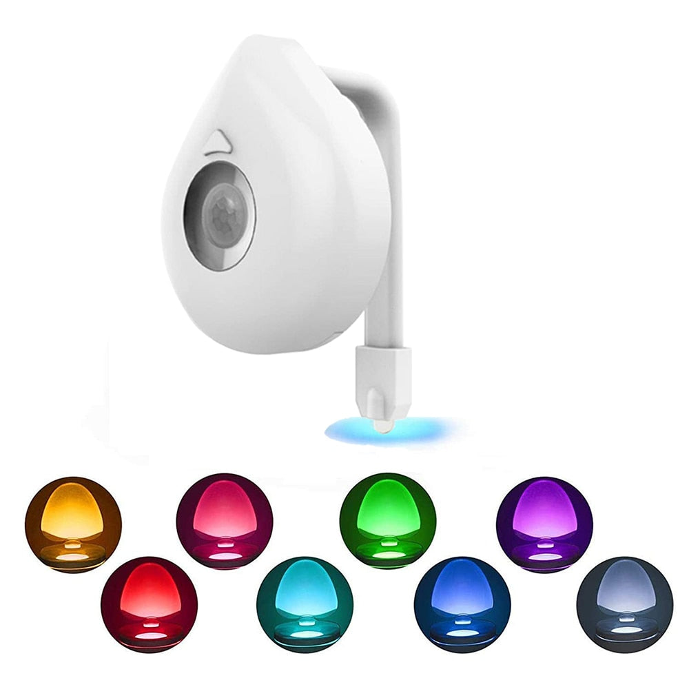 LED 8 Colors Toilet Decorative Light Waterproof Motion Sensor Bathroom Night Light with Replaceable Battery IP65 for RestroomLED