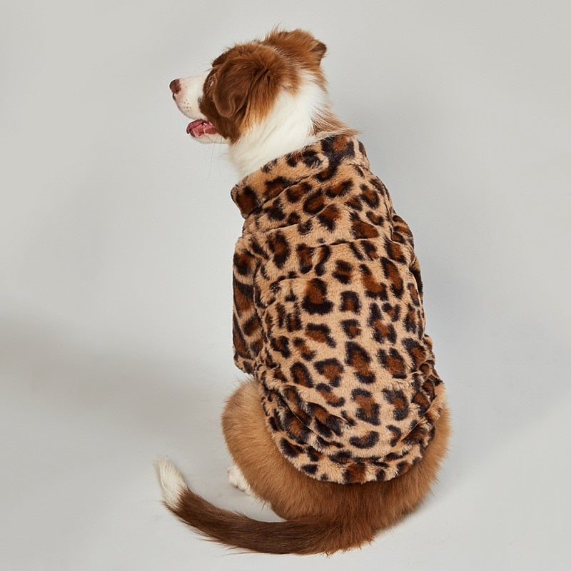 Dog Clothes for Dogs Pet Sweater Winter Leopard Print French Bulldog Soft Coat Medium Dog Clothes Fur Hoodies