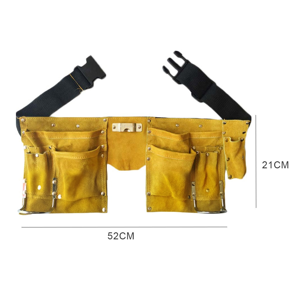 Leather Tool Belt Quick Release Buckle Carpenter Construction Work Apron Tool Storage Pouch Belt