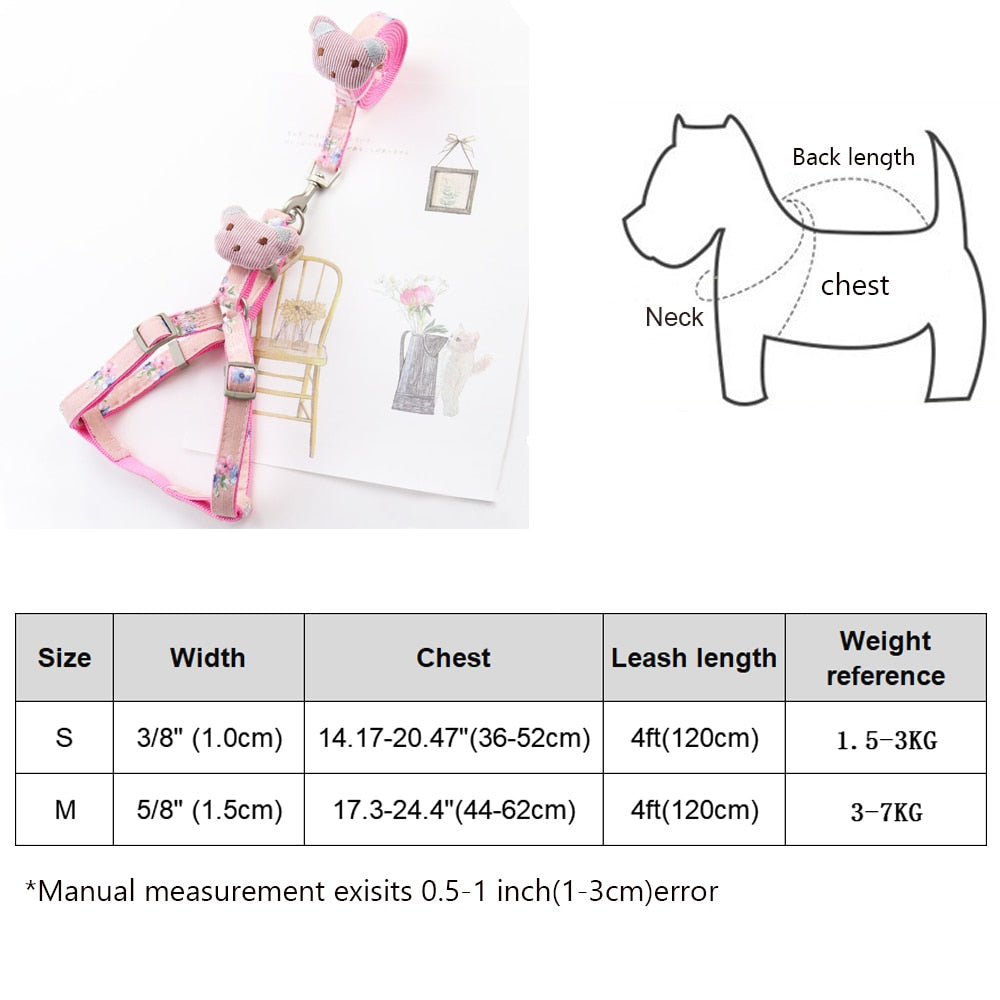 Dog Harness Leash Set Adjustable Printing Cat Harnesses for Small Medium Dogs Leashes Walking Dog Supplies
