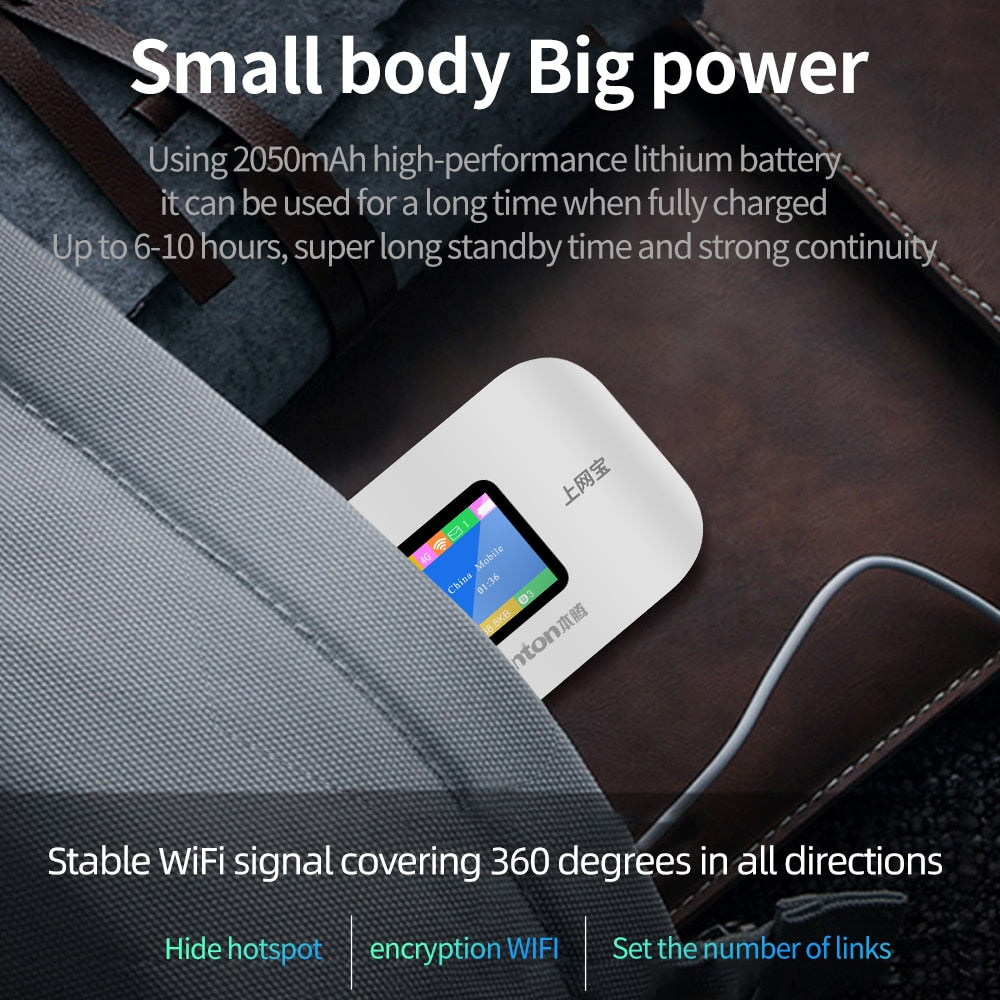 Benton Unlock 4G Lte Router Wireless Wifi Portable Modem Mini Outdoor Hotspot Pocket Mifi 150mbps Sim Card Slot Repeater 3000mah