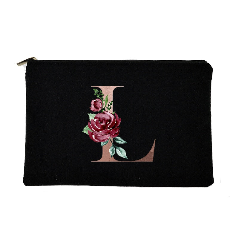 Letter Print Women Cosmetic Bag Bridesmaid MakeUp Case Beauty Toiletries Organizer Wash Storage Pouch Wedding Party Bride Gifts