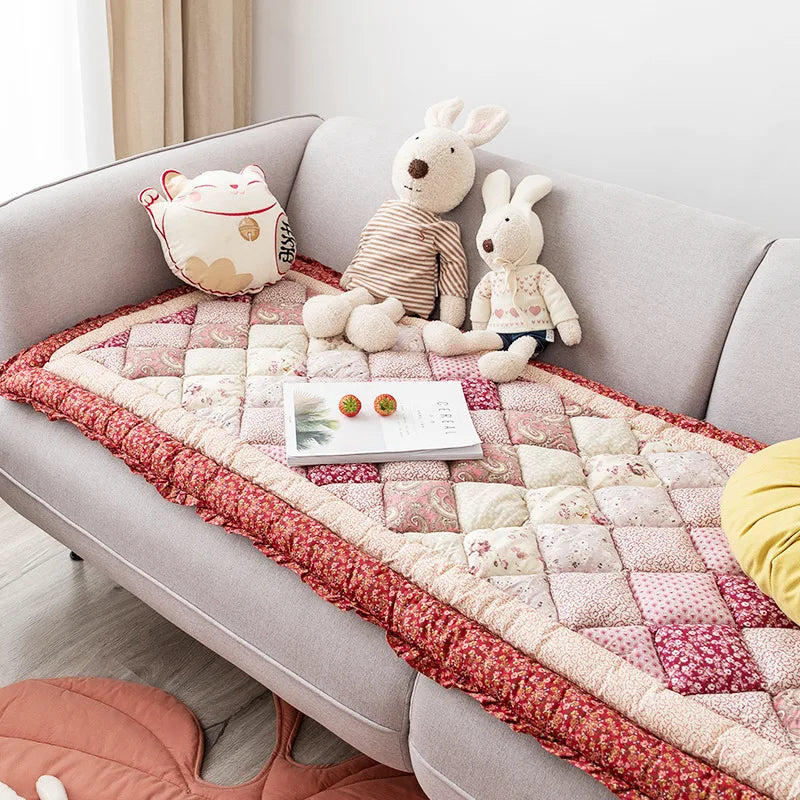 Patchwork Sofa Cushion Plaid Carpet Anti-Slip Rugs Thicken Cushion for Living Room Decor Seat Cushion Tatami Mat CHAUSUB